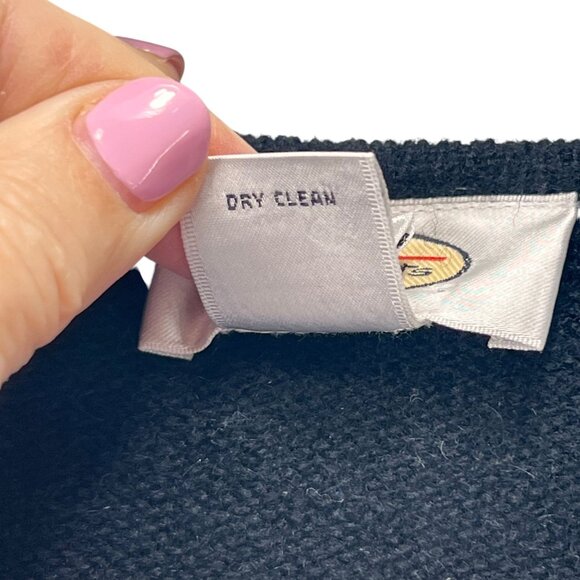 Talbots Lamb Wool Angora Angel Sweater XL Snowflake Embroidered Black Cardigan - Picture 10 of 14